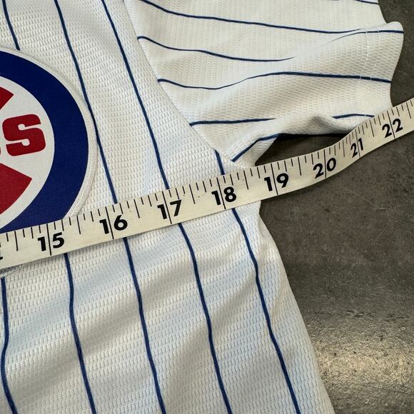 Vintage Y2k Chicago Cubs Pinstripe White Blue Mlb Baseball Youth Large Jersey - Picture 4 of 5